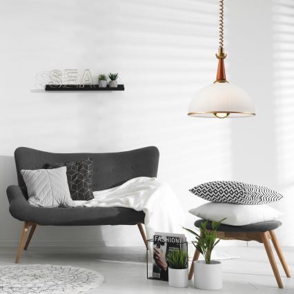 Einziehbarer Kronleuchter CHIARA 1xE27/60W/230V dunkelbraun/Buche