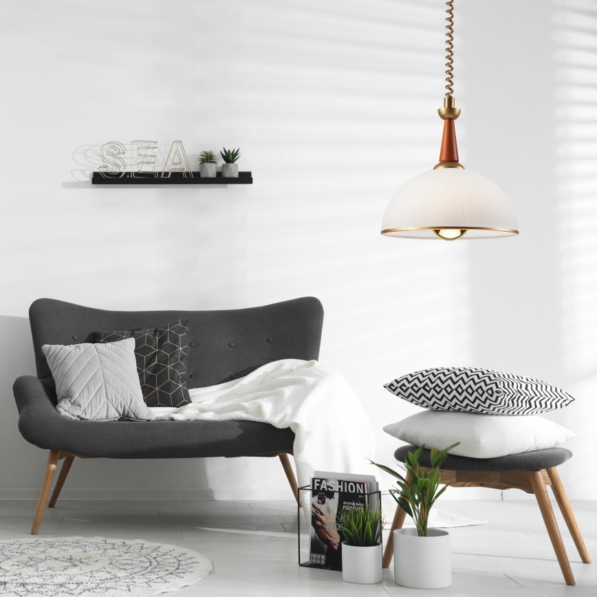 Einziehbarer Kronleuchter CHIARA 1xE27/60W/230V dunkelbraun/Buche