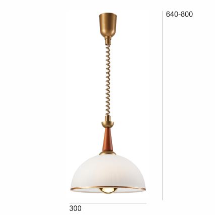 Einziehbarer Kronleuchter CHIARA 1xE27/60W/230V dunkelbraun/Buche