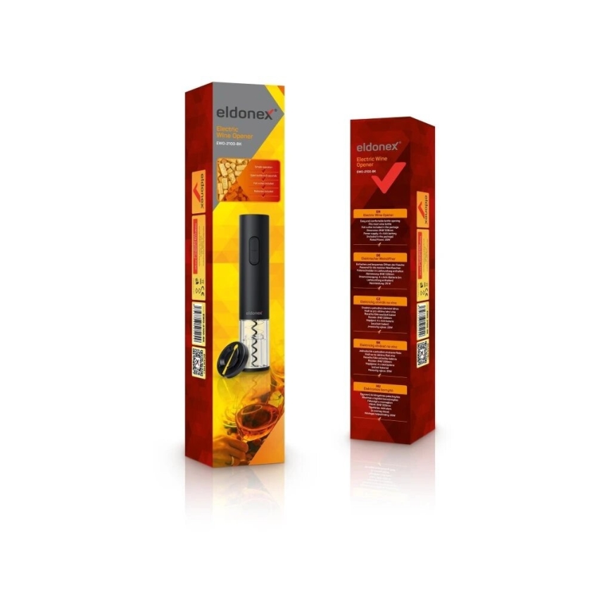 ELDONEX EWO-2100-BK - Elektrischer Weinöffner 4xAA Schwarz