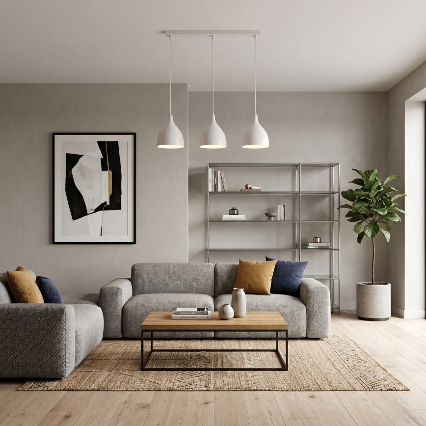 Elegante Pendelleuchte NOAK CLASSIC, 3xE27/15W/230V, cremefarben
