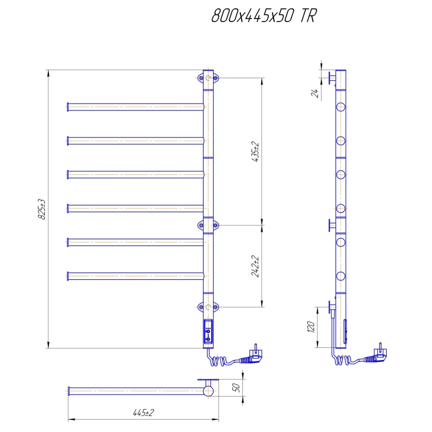 Elektrischer drehbarer Handtuchwärmer VEER 80W/230V 82,5x44,5 cm Edelstahl/glänzender Chrom