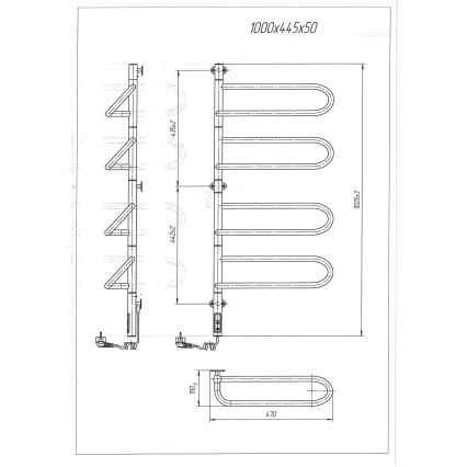 Elektrischer, drehbarer Handtuchwärmer ELECTRA 120W/230V 102,5x47,5 cm Edelstahl/Chrom, links