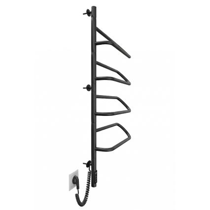 Elektrischer drehbarer Handtuchwärmer ELECTRA 120W/230V 102,5x47,5 cm Edelstahl/Schwarz links