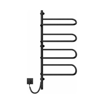 Elektrischer drehbarer Handtuchwärmer ELECTRA 120 W / 230 V, 100 × 44,5 cm, Edelstahl/Schwarz, links