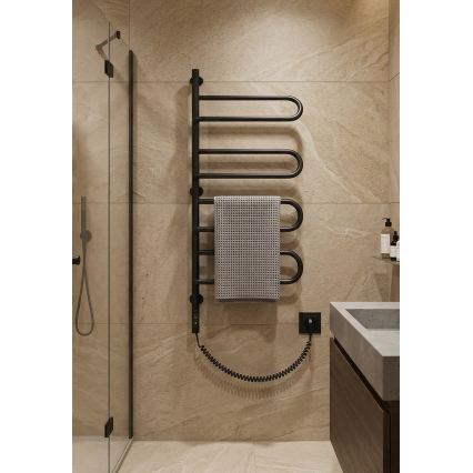 Elektrischer drehbarer Handtuchwärmer ELECTRA 120W/230V 100x47,5 cm Edelstahl/schwarz, links