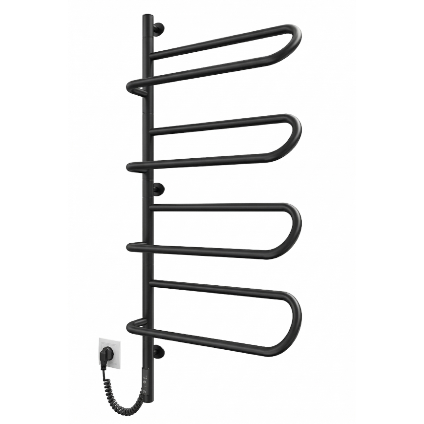 Elektrischer drehbarer Handtuchwärmer ELECTRA 120W/230V 100x47,5 cm Edelstahl/schwarz, links