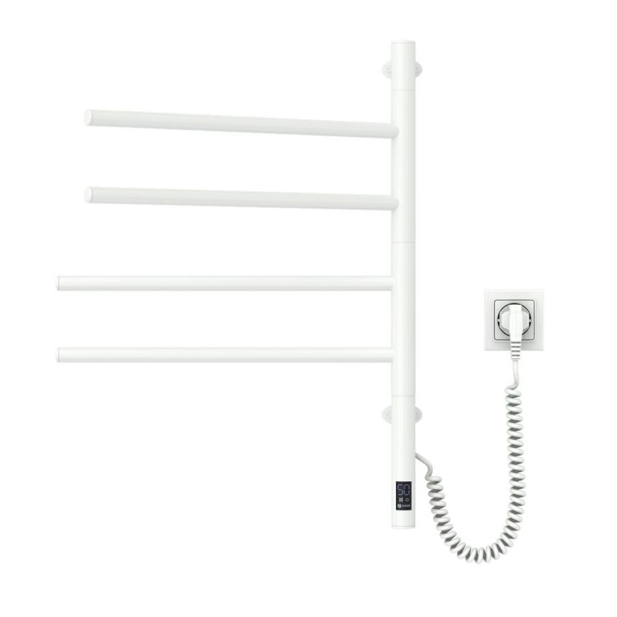 Elektrischer drehbarer Handtuchwärmer mit Thermostat ARABESQUE 60 W 65 x 49 cm weiß