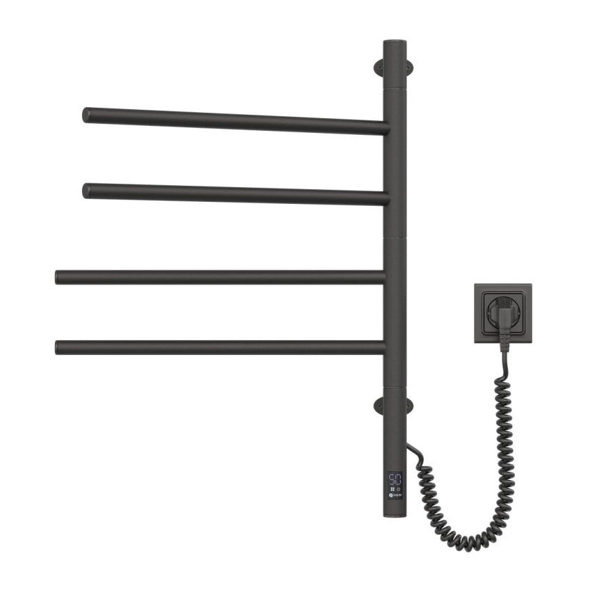 Elektrischer, drehbarer Handtuchwärmer mit Thermostat ARABESQUE 60W 65x49 cm schwarz