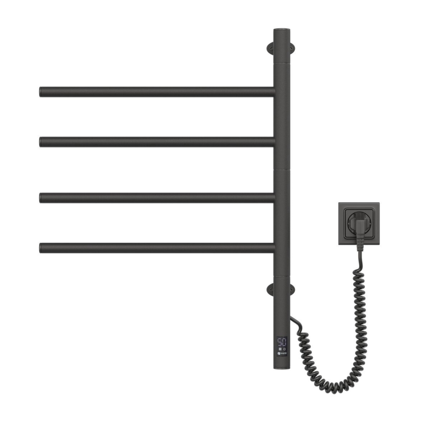 Elektrischer, drehbarer Handtuchwärmer mit Thermostat ARABESQUE 60W 65x49 cm schwarz