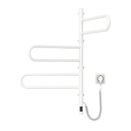 Elektrischer drehbarer Handtuchwärmer mit Thermostat FOUETTE 100W 80x49 cm weiß
