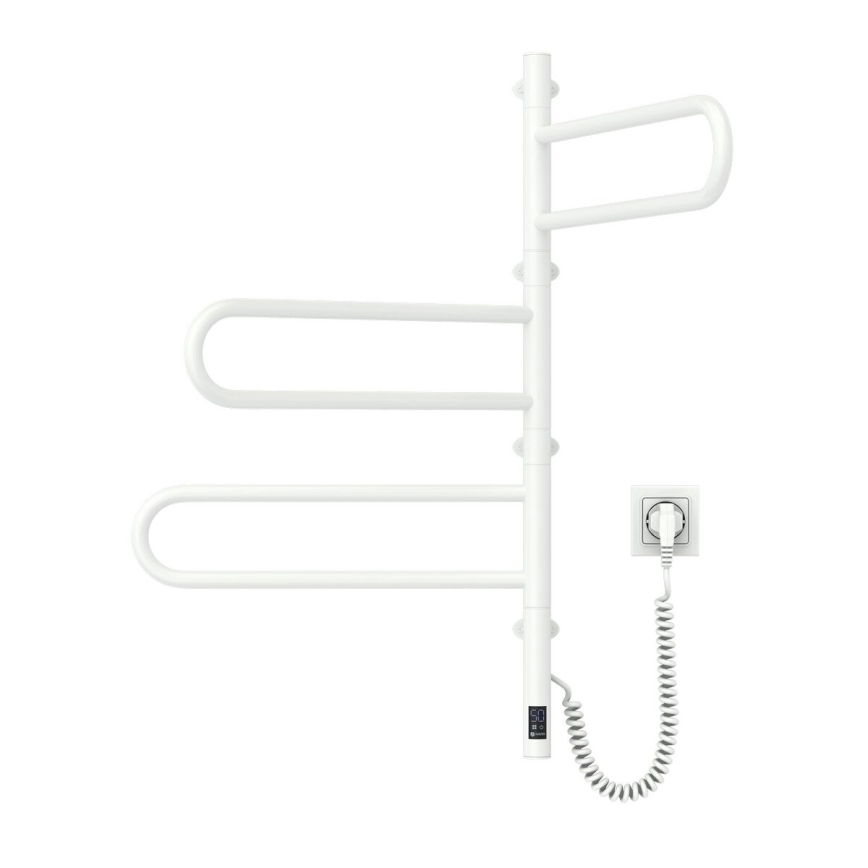 Elektrischer drehbarer Handtuchwärmer mit Thermostat FOUETTE 100W 80x49 cm weiß