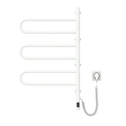 Elektrischer drehbarer Handtuchwärmer mit Thermostat FOUETTE 100W 80x49 cm weiß