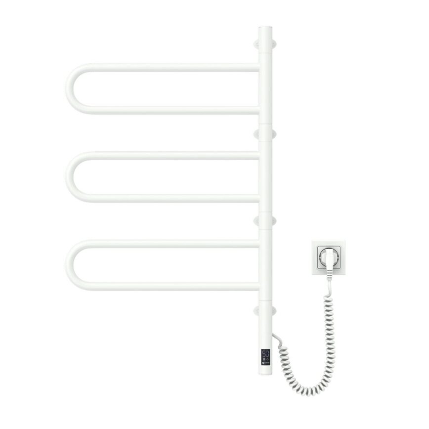 Elektrischer drehbarer Handtuchwärmer mit Thermostat FOUETTE 100W 80x49 cm weiß