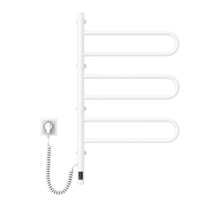 Elektrischer drehbarer Handtuchwärmer mit Thermostat FOUETTE 100W 80x49 cm weiß