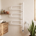 Elektrischer drehbarer Handtuchwärmer mit Thermostat FOUETTE 120W 80x49 cm weiß