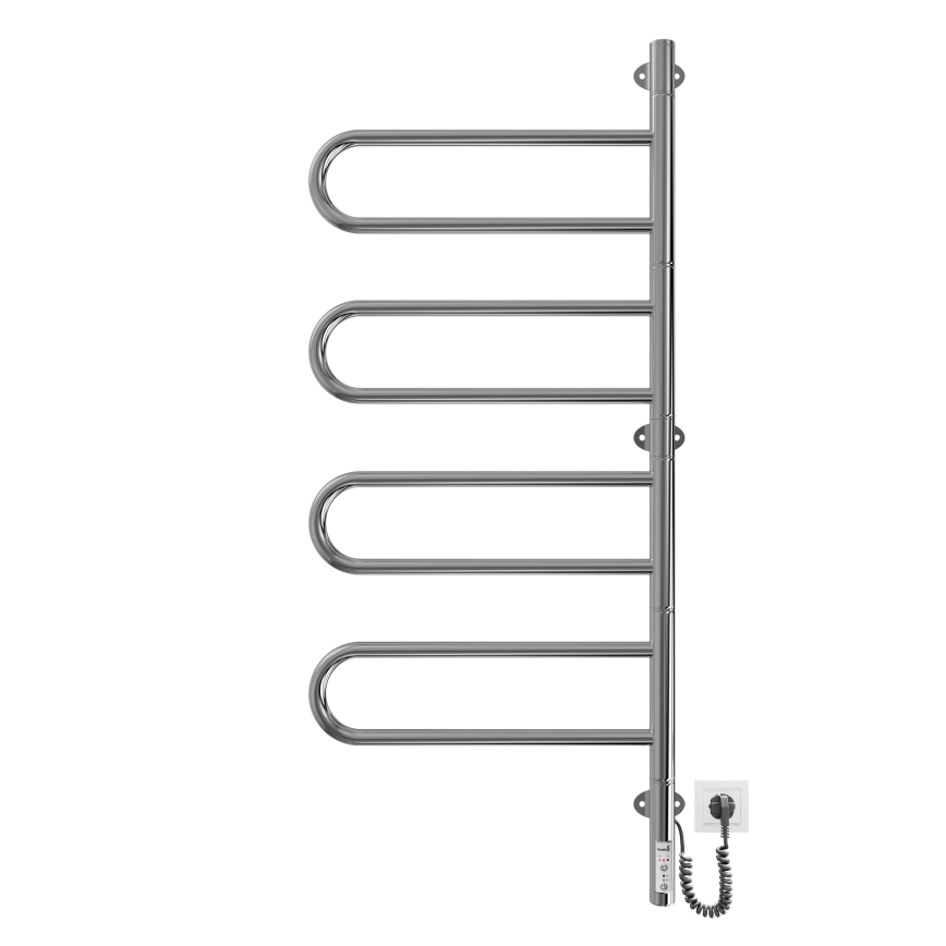 Elektrischer schwenkbarer Handtuchheizkörper TRISTAR 105W/230V 102,5x44,5cm IP44 Edelstahl/glänzender Chrom