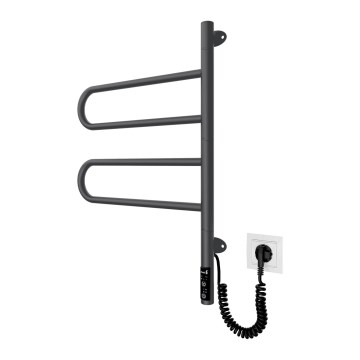 Elektrischer drehbarer Handtuchwärmer TRISTAR 75W/230V 62,5x44,5 cm IP44 Edelstahl/schwarz