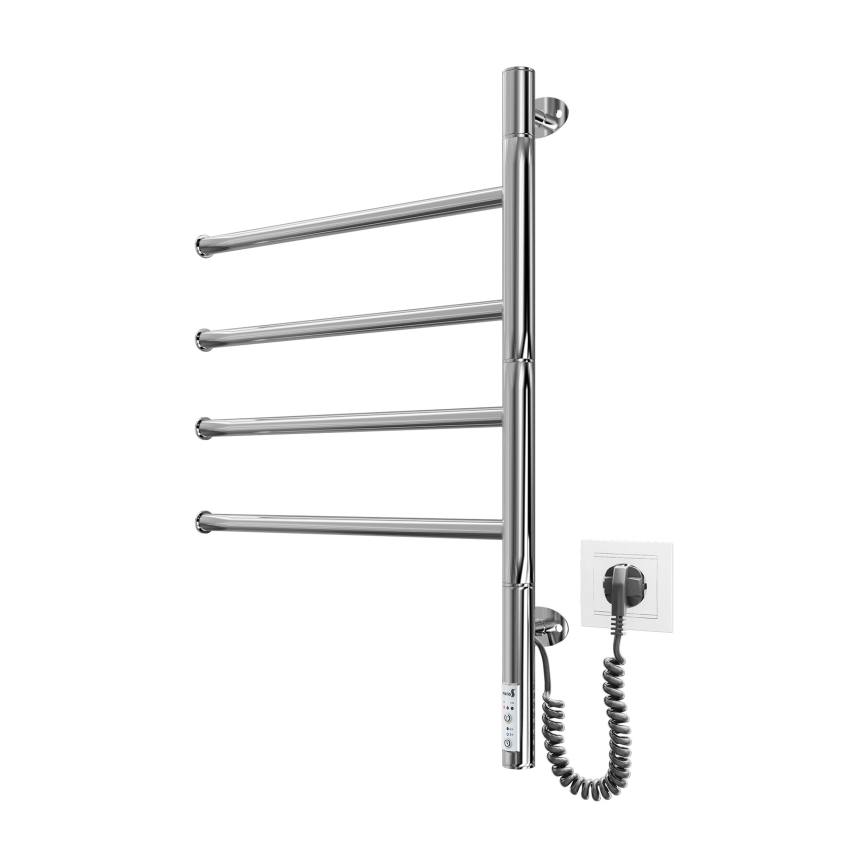 Elektrischer schwenkbarer Handtuchwärmer VEER 50W/230V 62,5x44,5 cm Edelstahl/glänzender Chrom