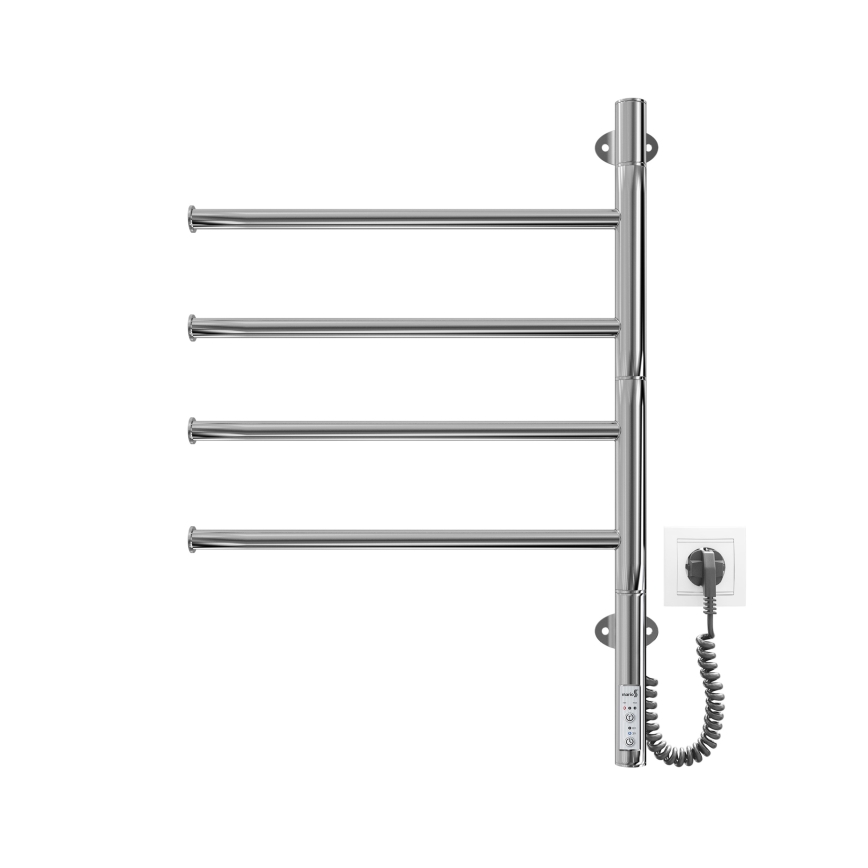 Elektrischer schwenkbarer Handtuchwärmer VEER 50W/230V 62,5x44,5 cm Edelstahl/glänzender Chrom