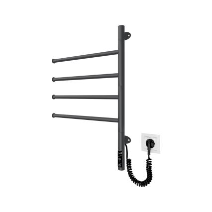 Elektrischer drehbarer Handtuchwärmer VEER 50W/230V 62,5x44,5 cm Edelstahl/schwarz