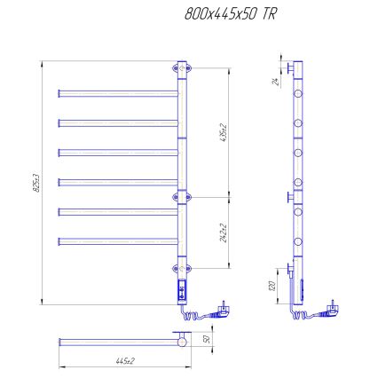 Elektrischer drehbarer Handtuchwärmer VEER 80W/230V 80x44,5 cm Edelstahl/Hochglanzchrom