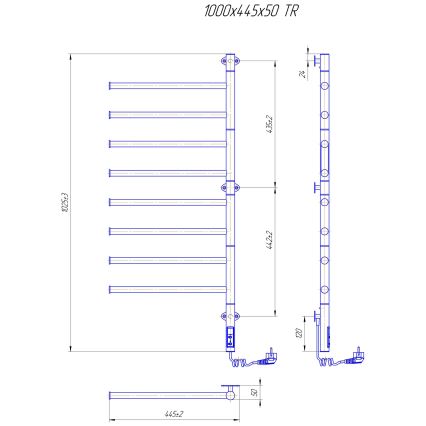 Elektrischer drehbarer Handtuchwärmer VEER 95W/230V 100x44,5 cm Edelstahl/glänzender Chrom