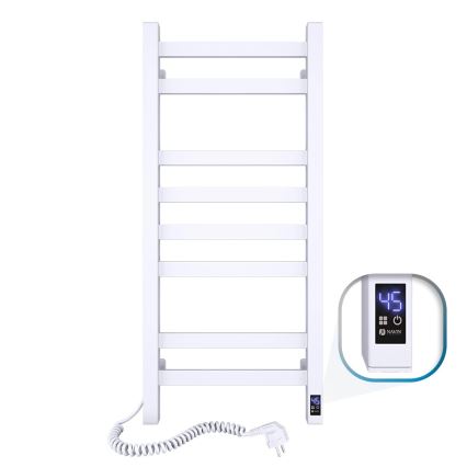 Elektrischer Handtuchheizkörper mit Thermostat AVANGARD, 105 W, 80 × 36 cm, weiß, links