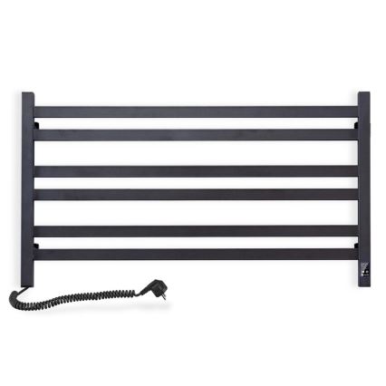 Elektrischer Handtuchheizkörper mit Thermostat AVANGARD 181W 50x90 cm, schwarz, links