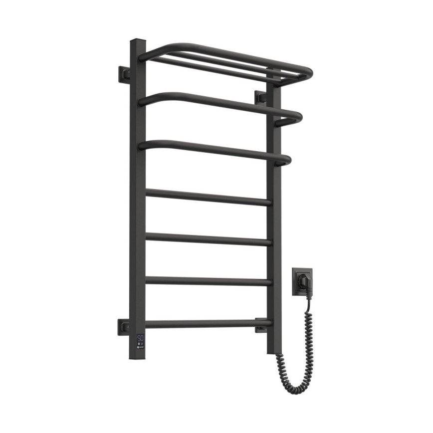 Elektrischer Handtuchheizkörper mit Thermostat FORTIS 155W 80x48 cm, schwarz, rechts