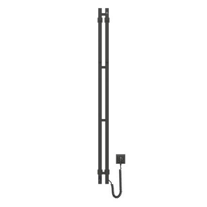 Elektrischer Handtuchheizkörper mit Thermostat SILOUETTE 106 W 150 x 9 cm, schwarz, rechts