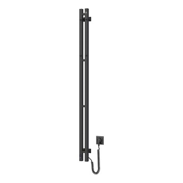 Elektrischer Handtuchheizkörper mit Thermostat SILOUETTE 106W 150x9 cm schwarz rechts