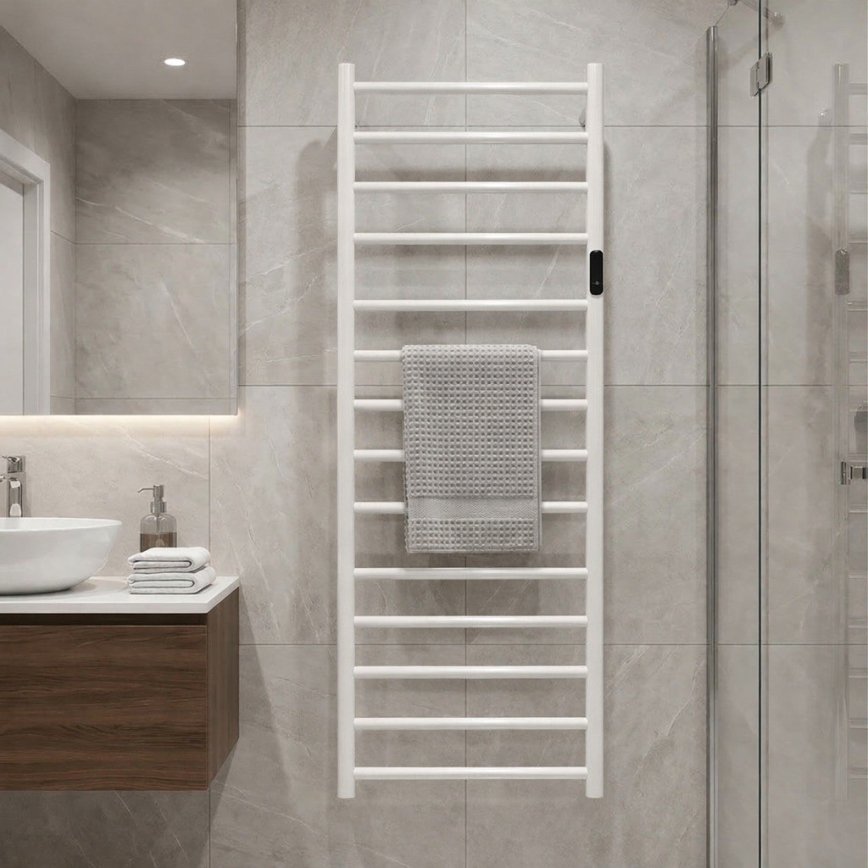 Elektrischer Handtuchwärmer 45 x 132 cm, 180 W, Edelstahl/Weiß