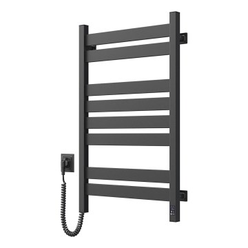 Elektrischer Handtuchwärmer mit Thermostat LARGO 168W 80x50 cm, schwarz, links