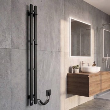 Elektrischer Handtuchwärmer mit Thermostat SILOUETTE 70W 120x9 cm schwarz rechts