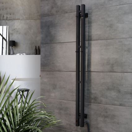 Elektrischer Handtuchwärmer mit Thermostat SILOUETTE 70W 120x9 cm schwarz rechts