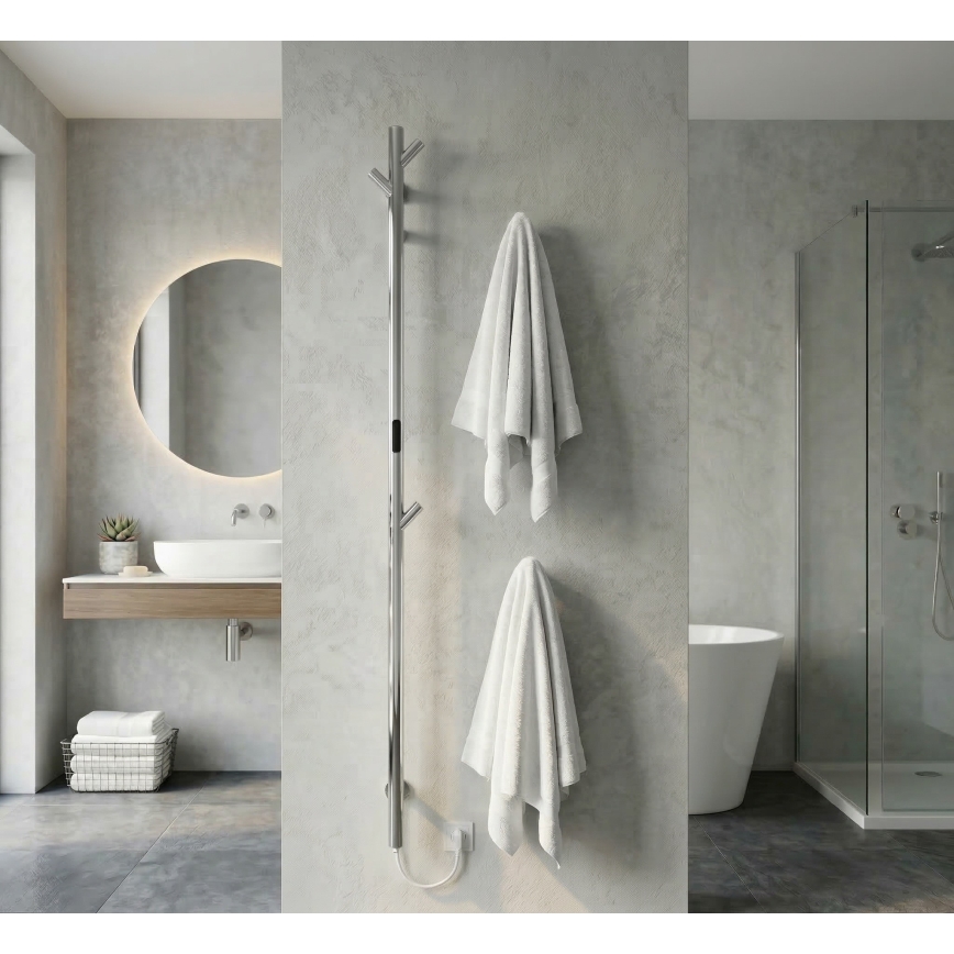 Elektrischer Handtuchwärmer, Stabmodell, hochglanzverchromt