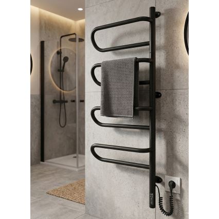 Elektrischer schwenkbarer Handtuchwärmer ELECTRA 120W/230V 102,5x44,5 cm Edelstahl/schwarz rechts