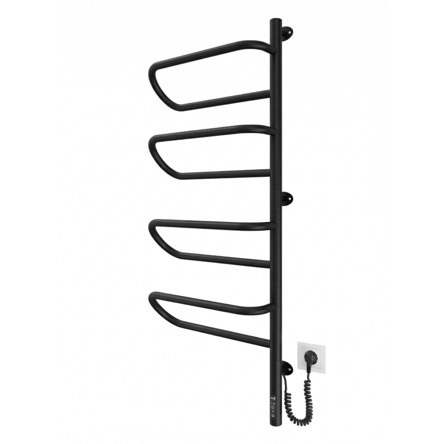 Elektrischer schwenkbarer Handtuchwärmer ELECTRA 120W/230V 102,5x44,5 cm Edelstahl/schwarz rechts