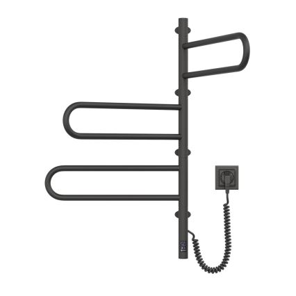Elektrischer schwenkbarer Handtuchwärmer mit Thermostat FOUETTE 120W 80x49 cm schwarz