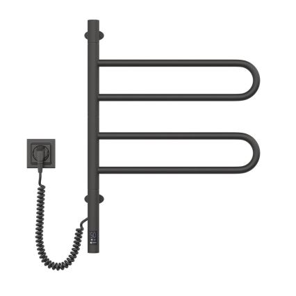 Elektrischer, schwenkbarer Handtuchwärmer mit Thermostat FOUETTE 60W, 65x49 cm, schwarz