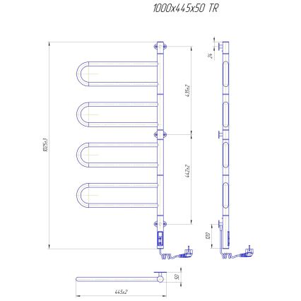 Elektrischer drehbarer Handtuchwärmer TRISTAR 105W/230V 102,5x44,5 cm IP44 Edelstahl/schwarz