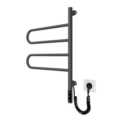 Elektrischer drehbarer Handtuchwärmer TRISTAR 75W/230V 62,5x44,5 cm IP44 Edelstahl/schwarz