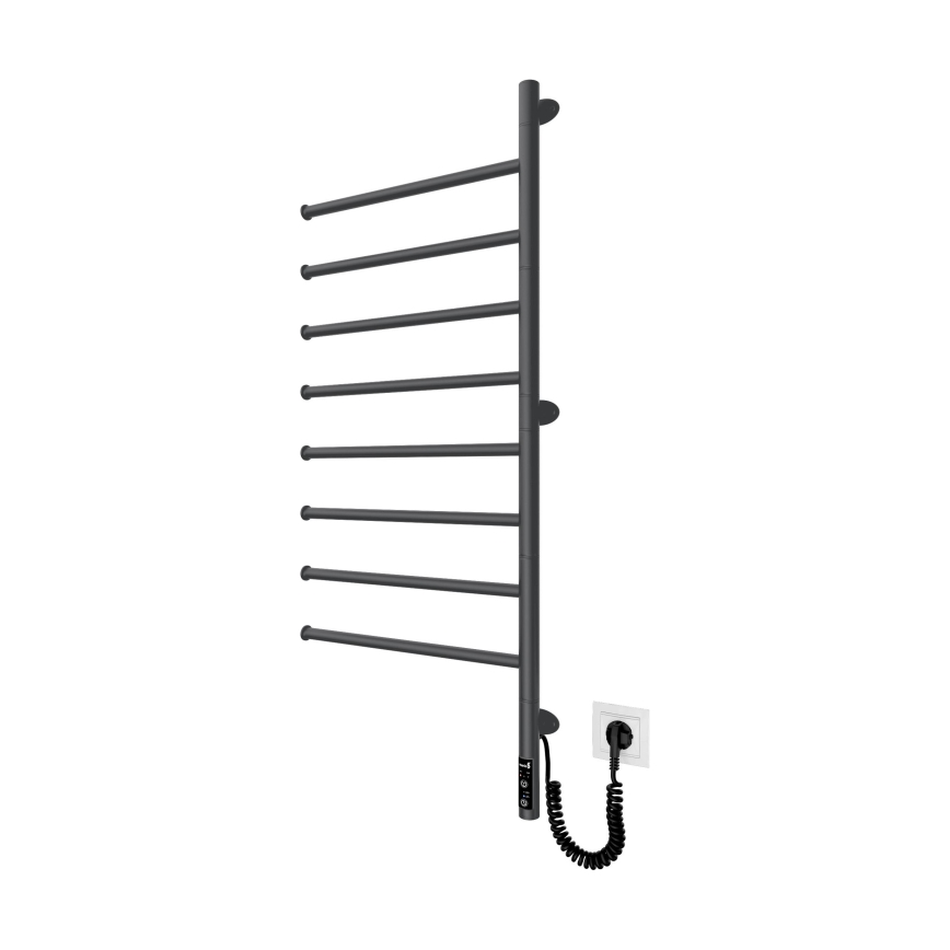 Elektrischer drehbarer Handtuchwärmer VEER 95W/230V 102,5x44,5 cm Edelstahl/schwarz