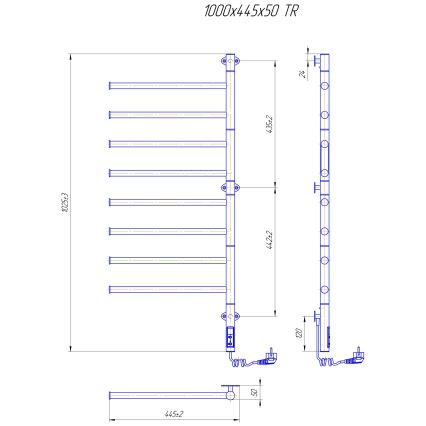 Elektrischer drehbarer Handtuchwärmer VEER 95W/230V 102,5x44,5 cm Edelstahl/schwarz