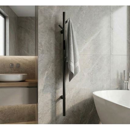 Elektrischer Stab‑Handtuchwärmer 118 cm 30 W schwarz