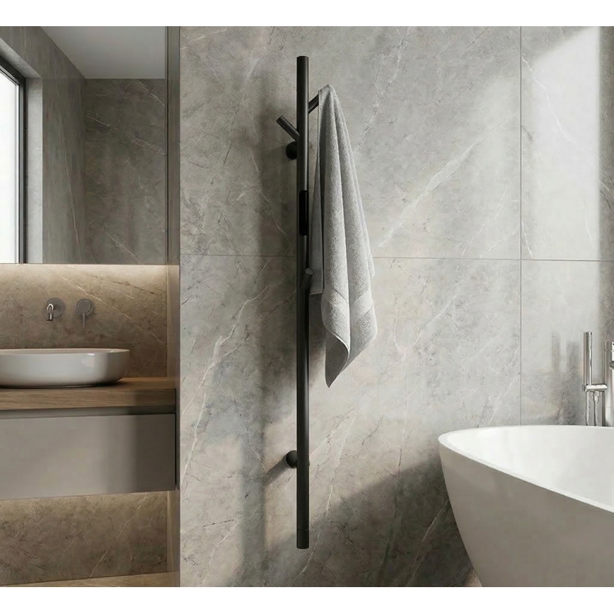 Elektrischer Stab‑Handtuchwärmer 118 cm 30 W schwarz