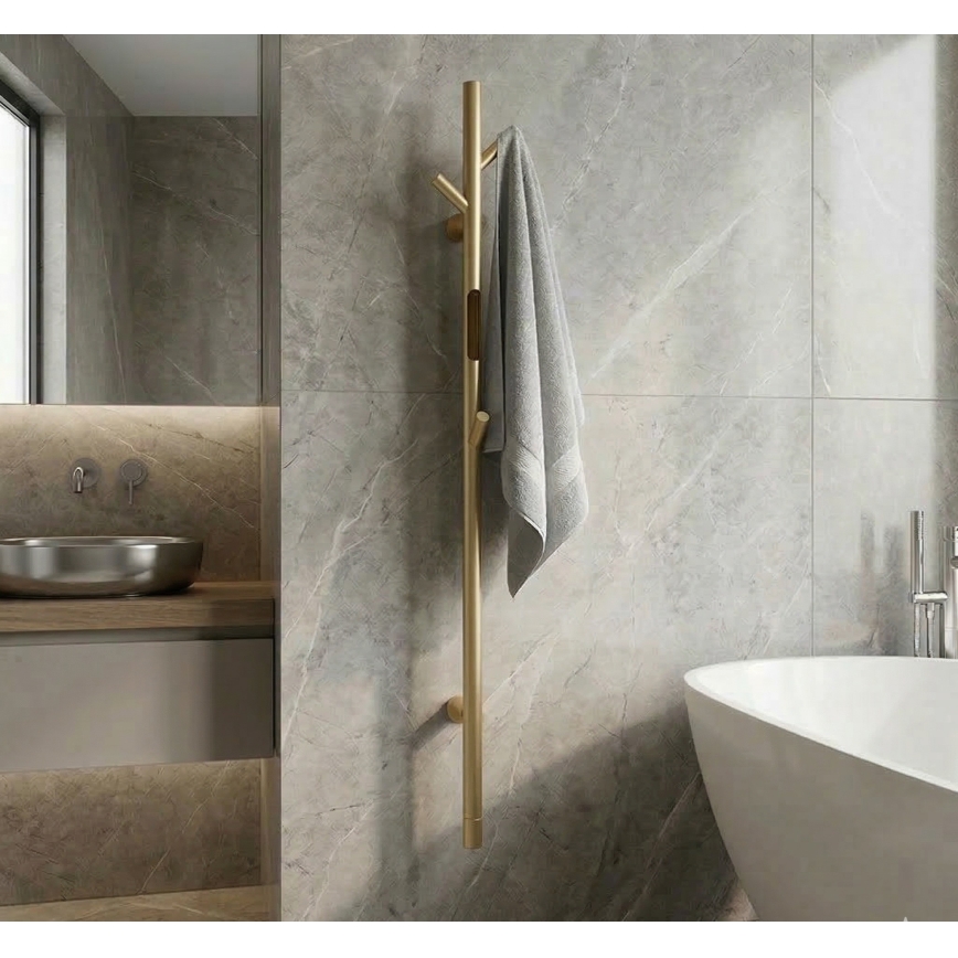 Elektrischer Stangen-Handtuchwärmer 118 cm, 30 W, goldfarben