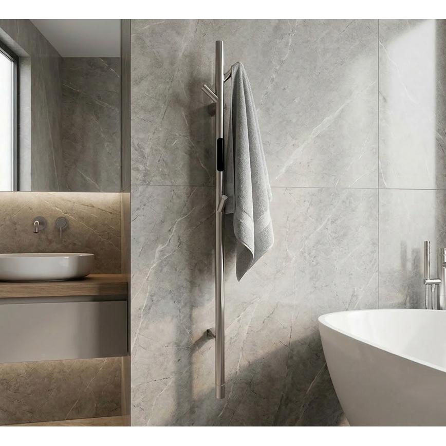 Elektrischer Stangen‑Handtuchwärmer 118 cm, 30 W, Edelstahl