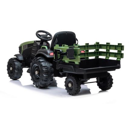 Elektrischer Traktor mit Anhänger 2x30W/7000 mAh schwarz/grün + Fernbedienung